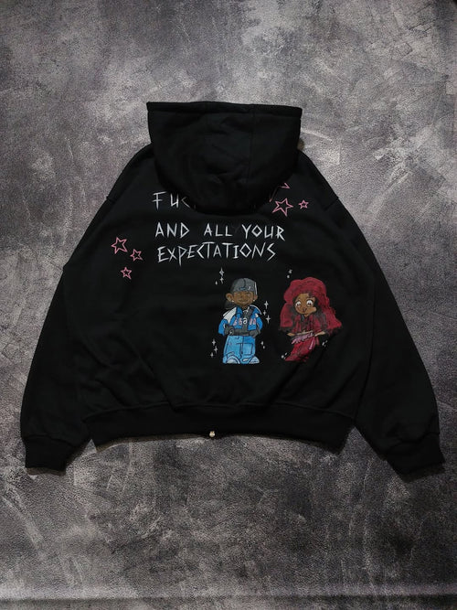 Back Printed Black Hoddie