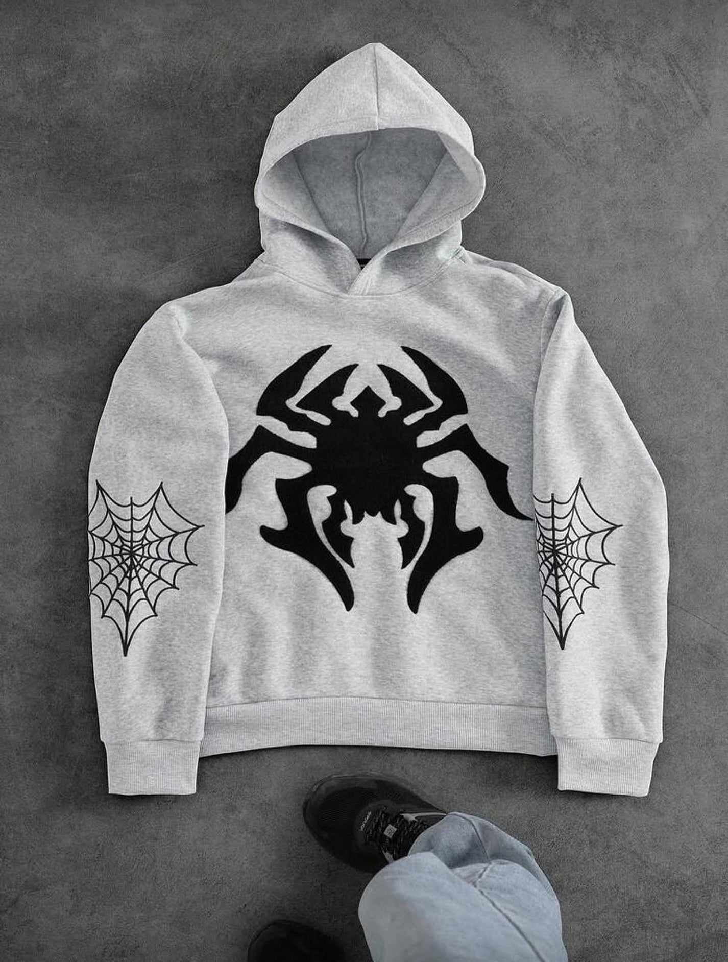 Grey Melange Spider Hoodie