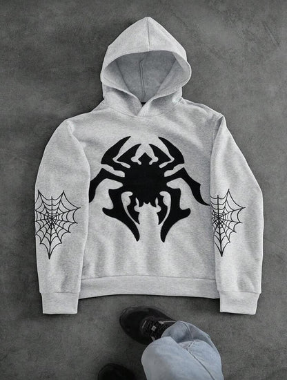 Grey Melange Spider Hoodie