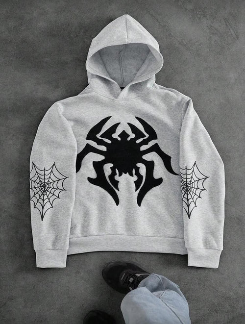 Grey Melange Spider Hoodie